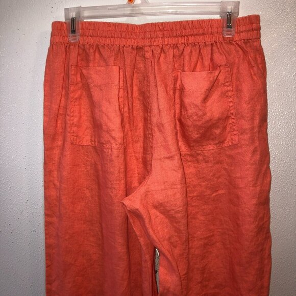 Crown and Ivy Beach Womens Small Salmon Linen Pull On Straight Boho Pants Size S - Picture 6 of 9